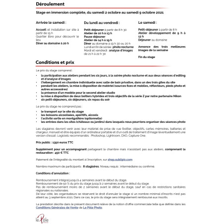 Stage Nature et Portrait 6 jours en Périgord Noir - Conditions et prix