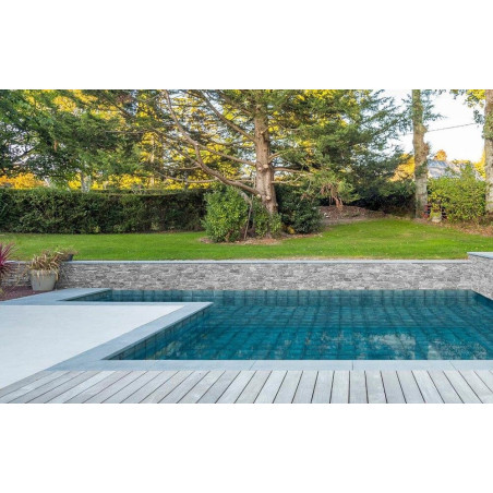 Carrelage sol mur piscine en grès cérame motif Singapour Bleu
